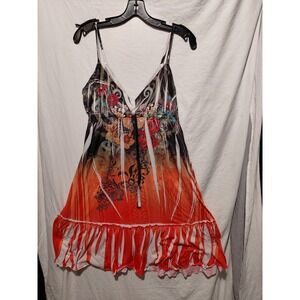 Color in Motion sleeveless mini dress Y2K-Era tattoo wearable art bohemian Sz M